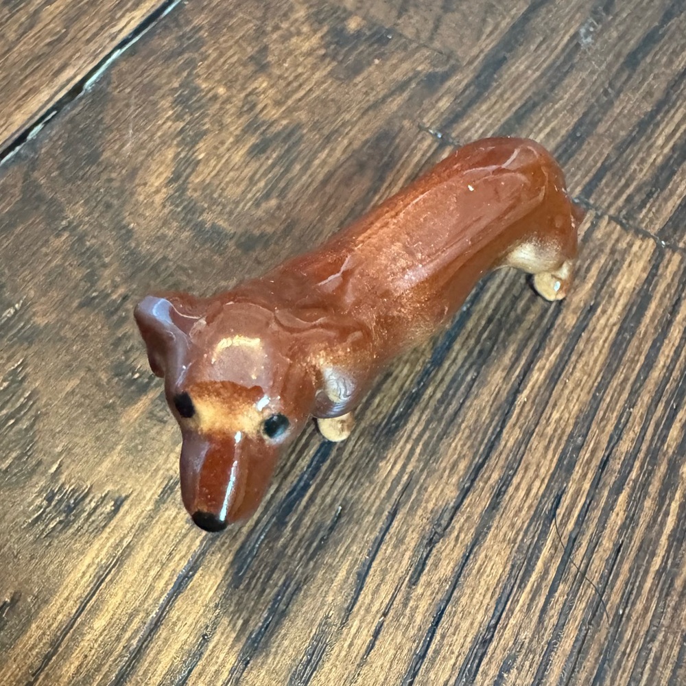 Brown Dachshund Mini Dog Figurine - Ceramic Pet Decor